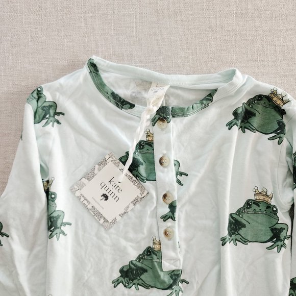 Kate Quinn Bamboo Frog Prince Long Sleeve Button Henley Tee 9Y New - Picture 4 of 5